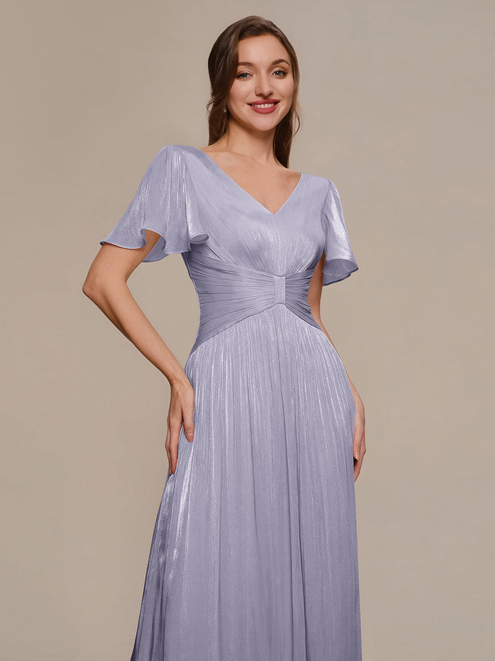 Ruffled Sea-island Ruffle Sleeve Midi Wedding Guest Dress
