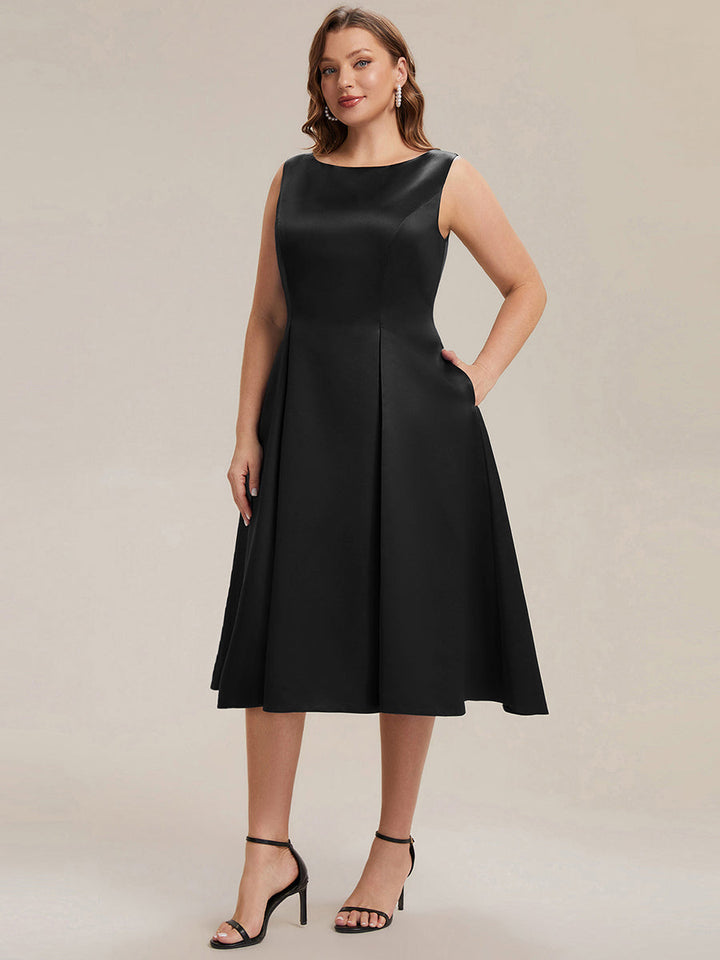 Satin Sleeveless Ball-Gown Wedding Guest Dress
