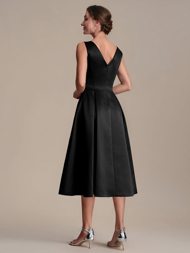 Satin Sleeveless Ball-Gown Wedding Guest Dress