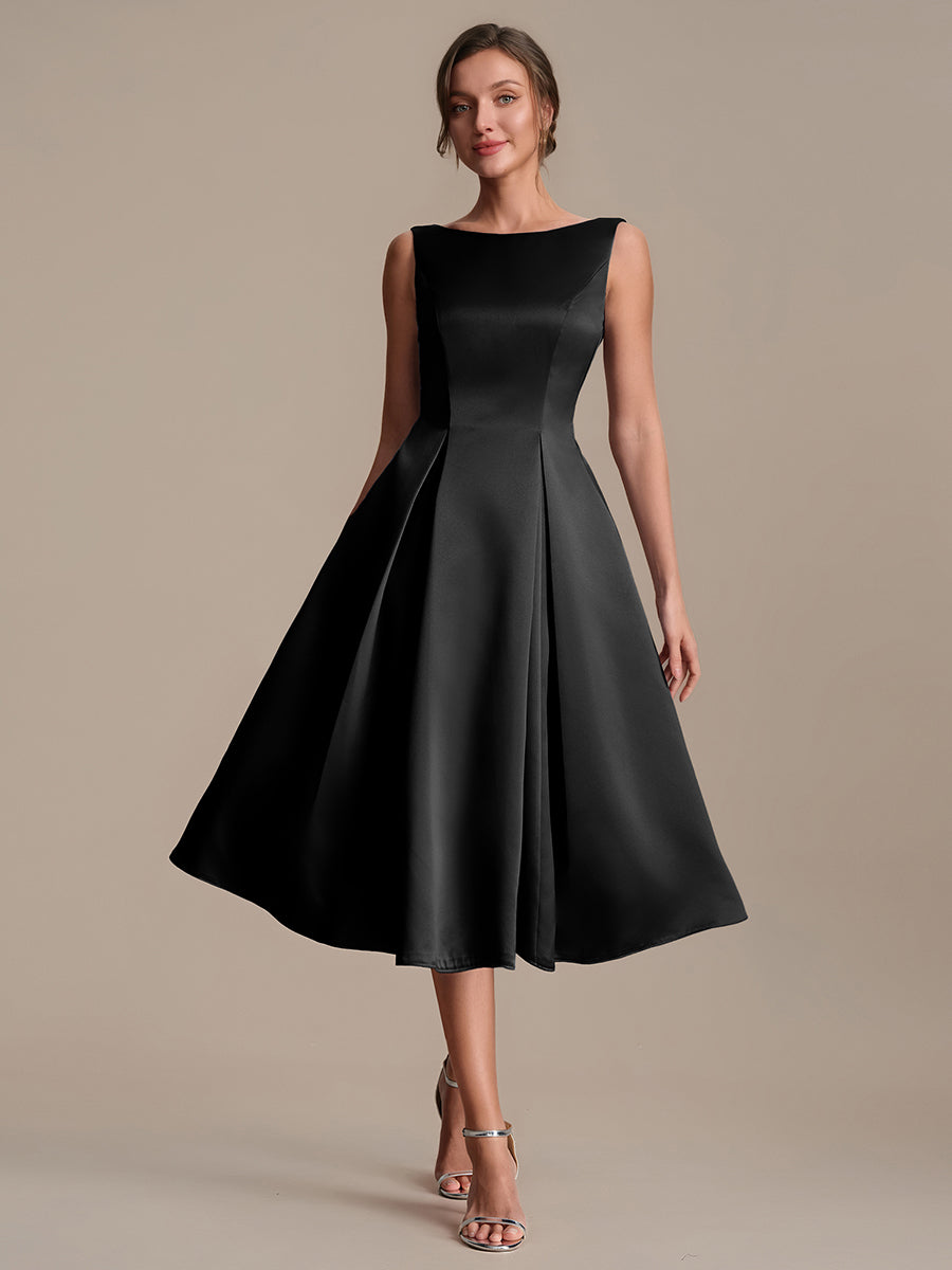 Satin Sleeveless Ball-Gown Wedding Guest Dress