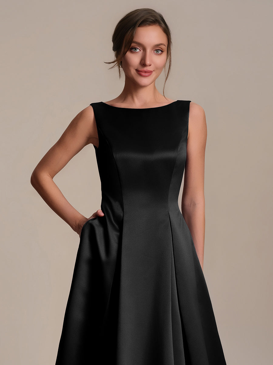 Satin Sleeveless Ball-Gown Wedding Guest Dress