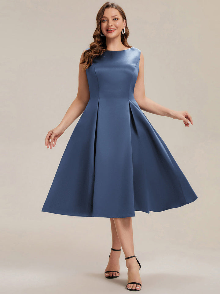 Satin Sleeveless Ball-Gown Wedding Guest Dress