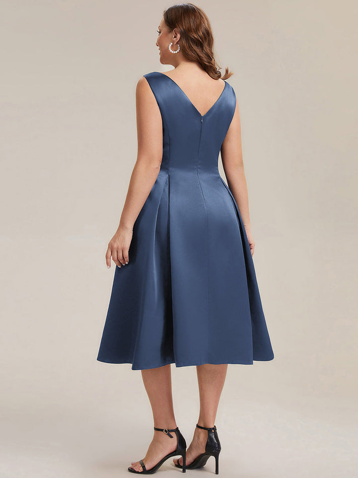 Satin Sleeveless Ball-Gown Wedding Guest Dress