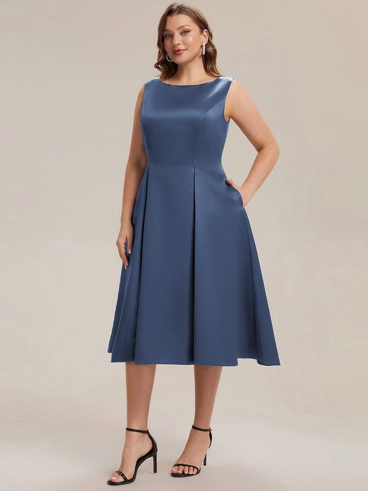 Satin Sleeveless Ball-Gown Wedding Guest Dress