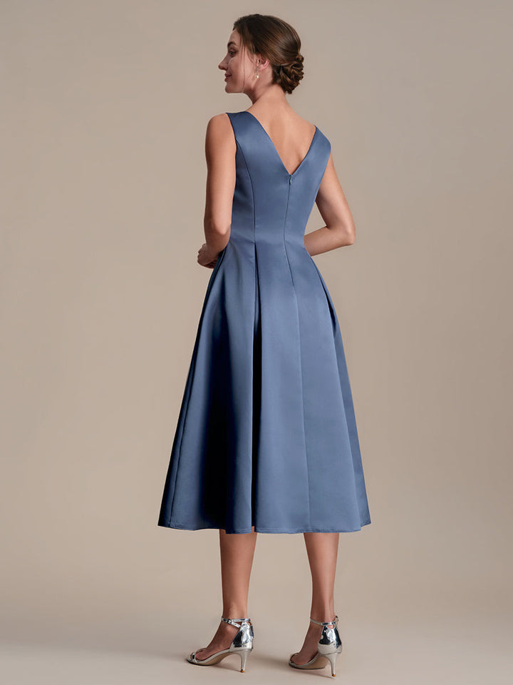 Satin Sleeveless Ball-Gown Wedding Guest Dress