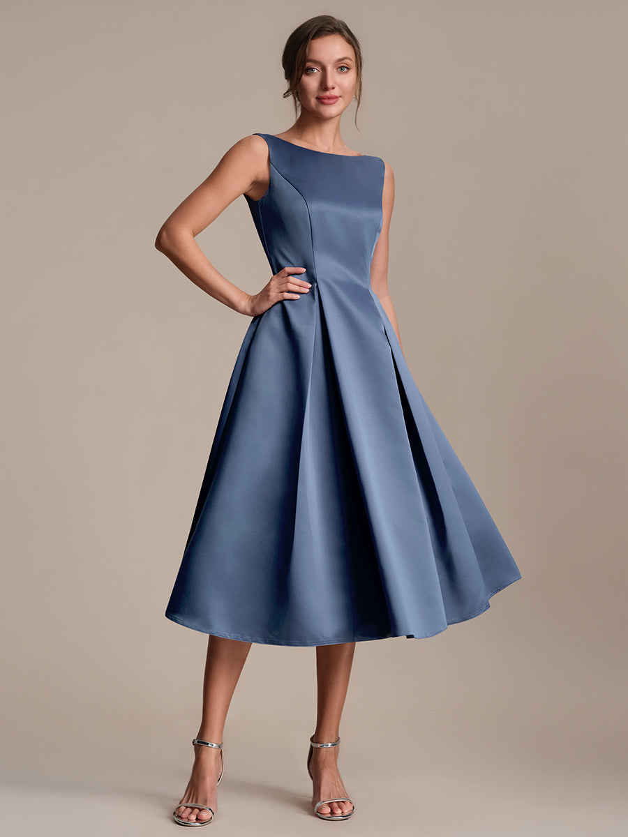 Satin Sleeveless Ball-Gown Wedding Guest Dress