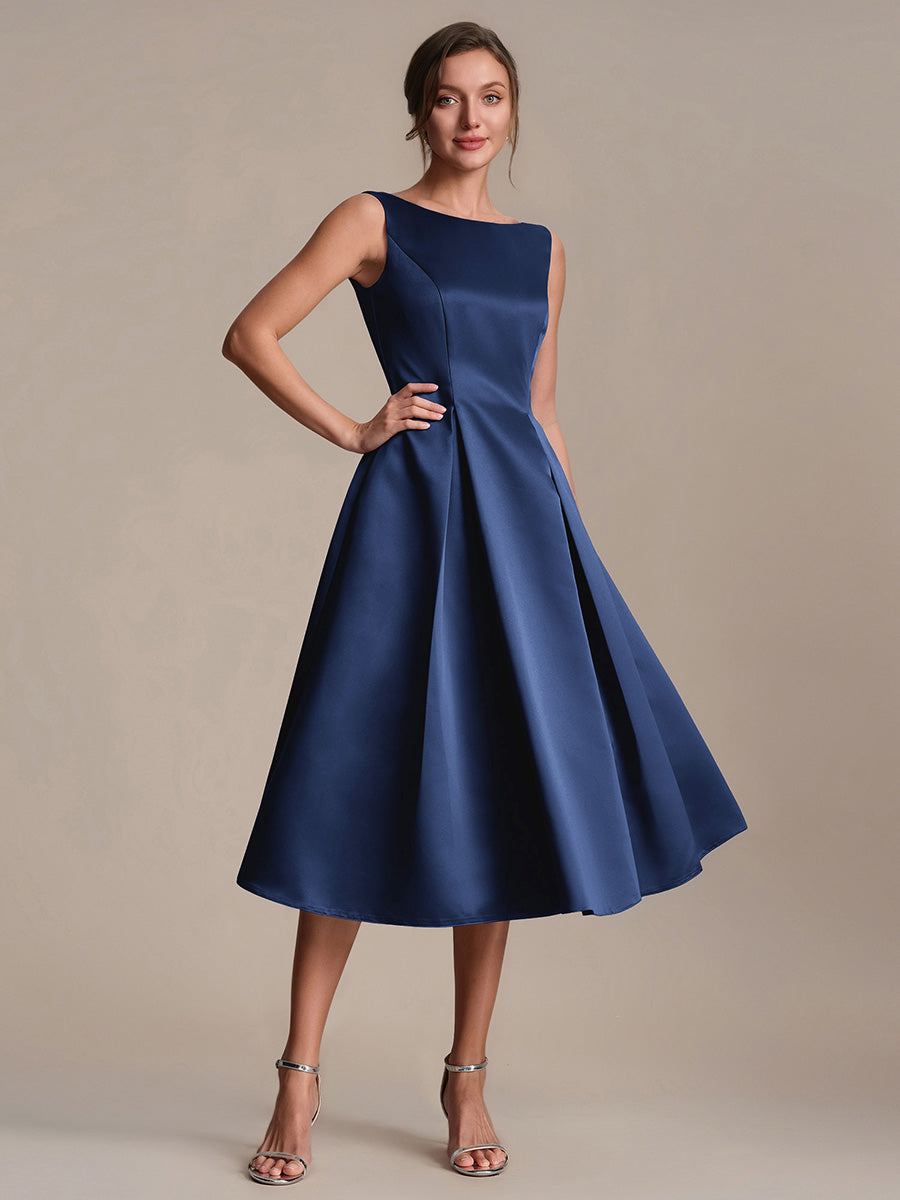 Satin Sleeveless Ball-Gown Wedding Guest Dress