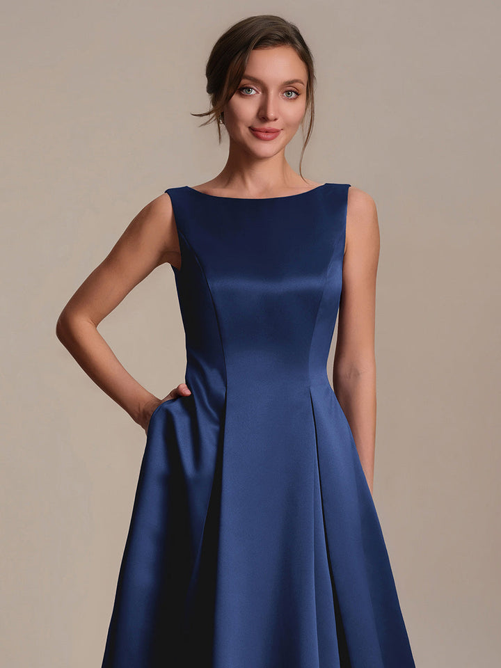 Satin Sleeveless Ball-Gown Wedding Guest Dress