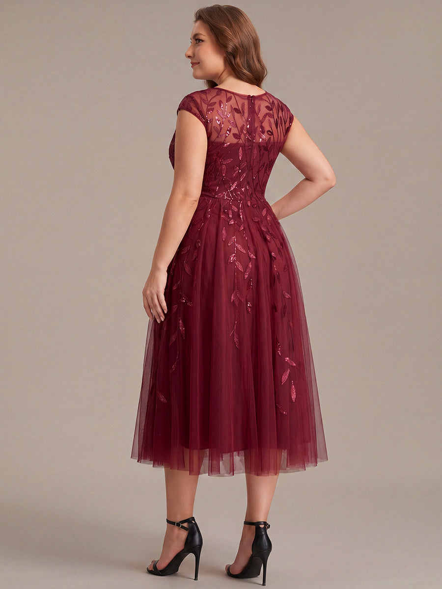 Plus Size See-through Sequin Wedding Guest Dress