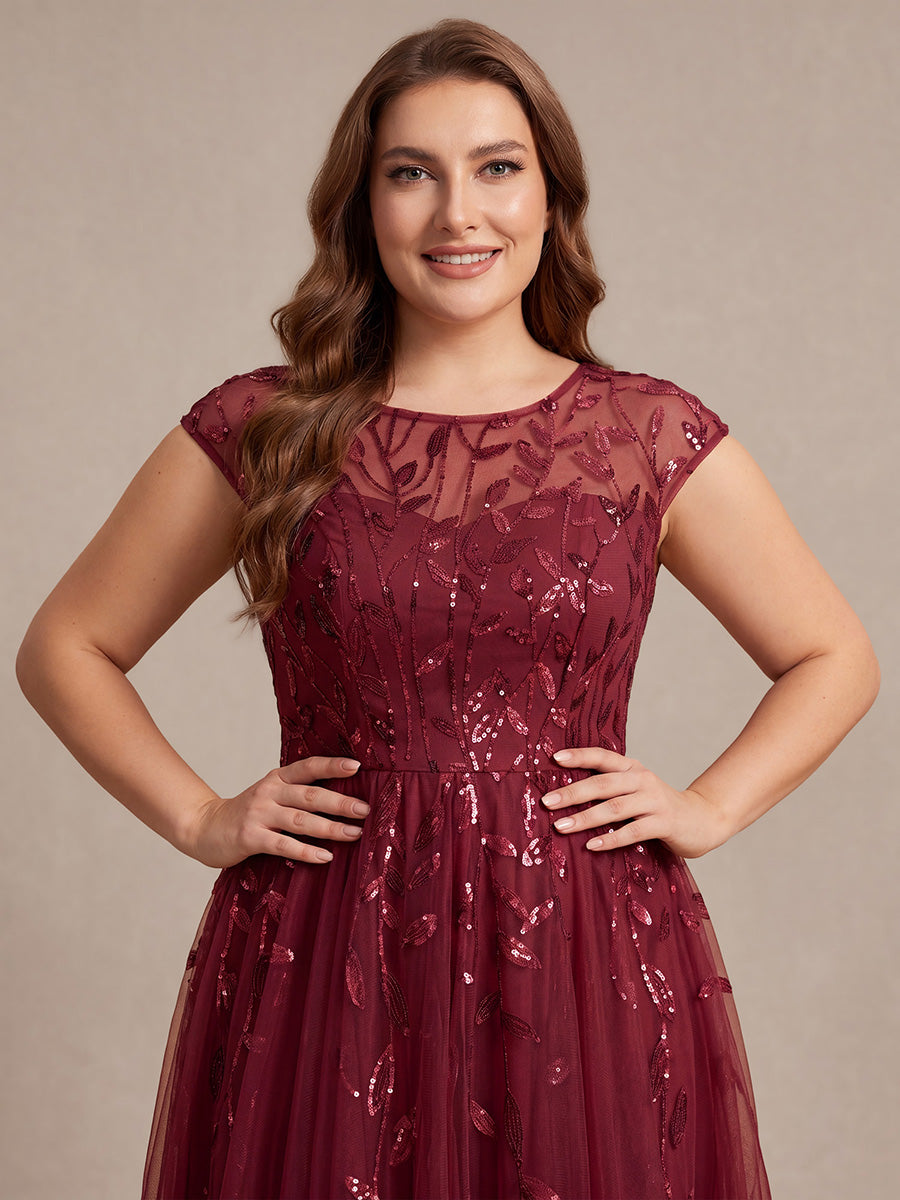 Plus Size See-through Sequin Wedding Guest Dress