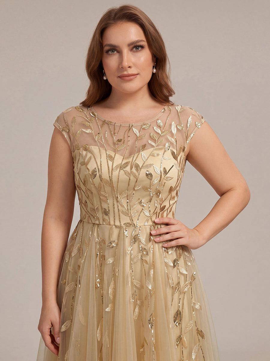 Plus Size See-through Sequin Wedding Guest Dress
