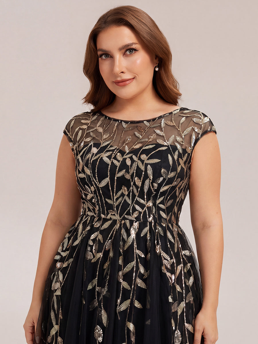 Plus Size See-through Sequin Wedding Guest Dress