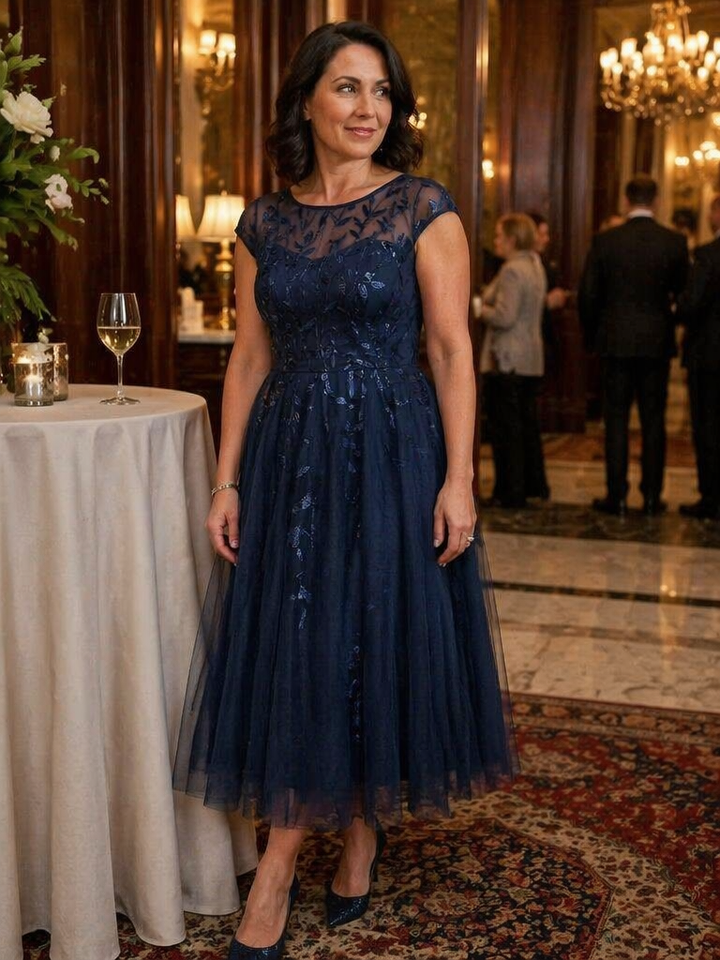 Plus Size See-through Sequin Wedding Guest Dress