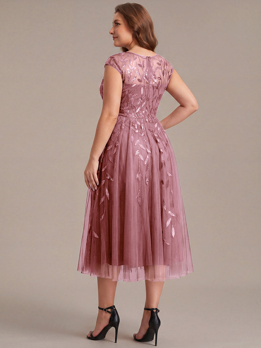 Plus Size See-through Sequin Wedding Guest Dress
