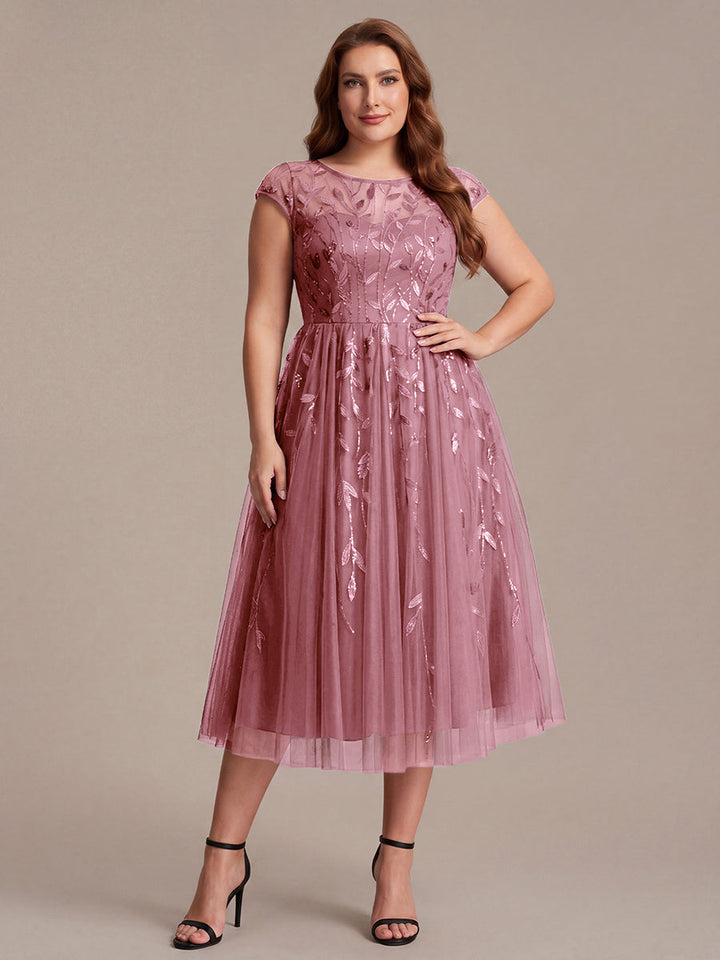 Plus Size See-through Sequin Wedding Guest Dress