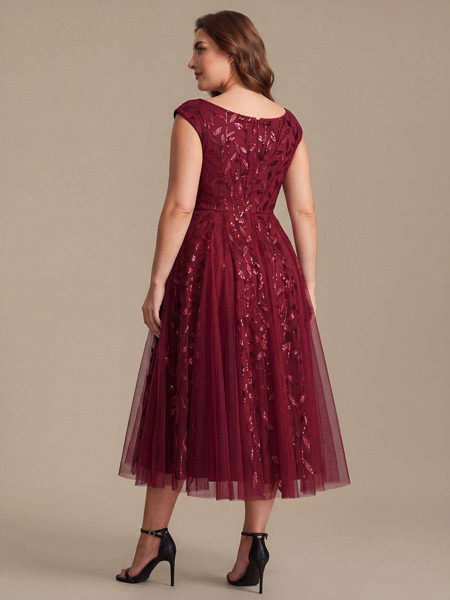 V-Neck Midi Sequin Sleeveless Wedding Guest Dress