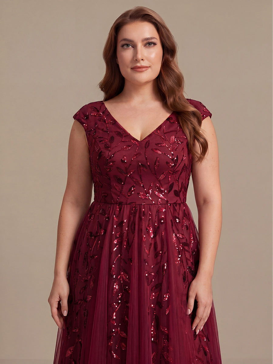V-Neck Midi Sequin Sleeveless Wedding Guest Dress