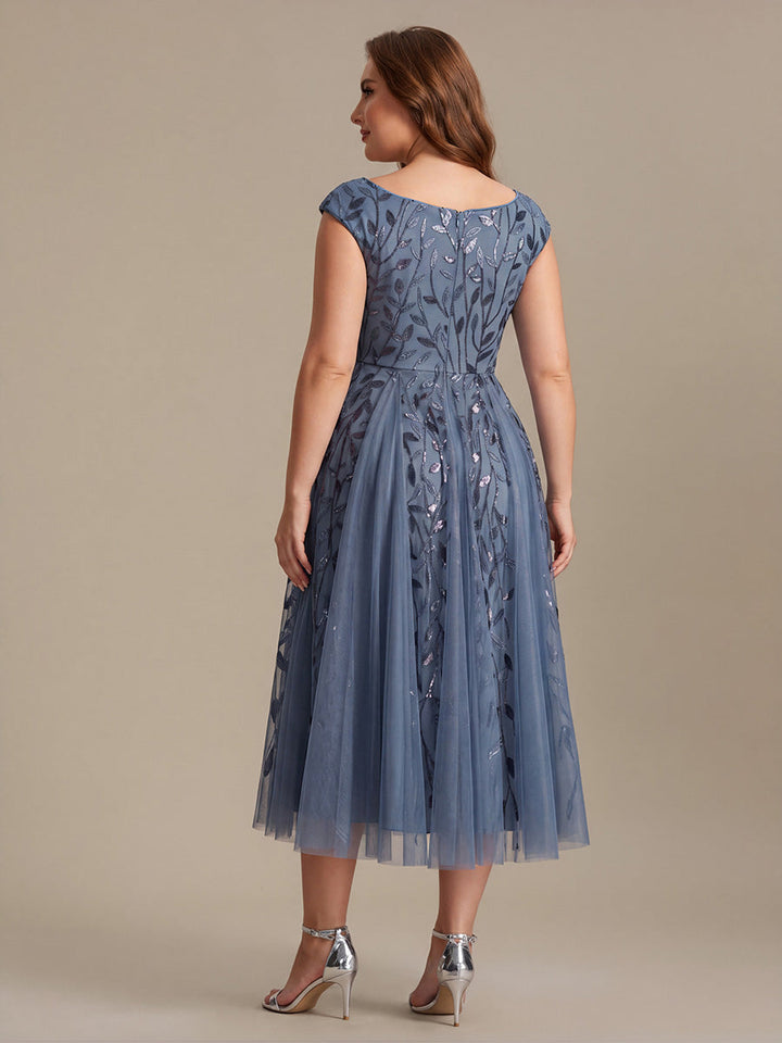 Plus Size V-Neck Sequin Wedding Guest Dress