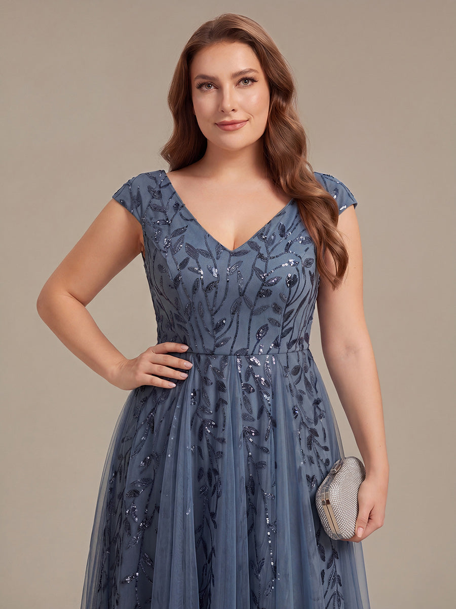 V-Neck Midi Sequin Sleeveless Wedding Guest Dress