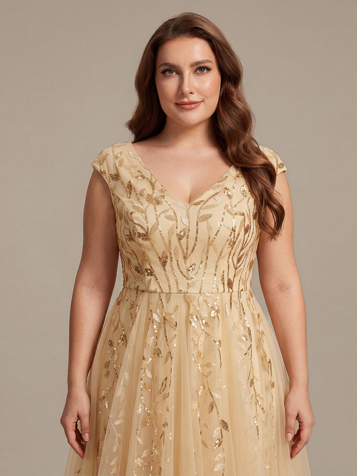 V-Neck Midi Sequin Sleeveless Wedding Guest Dress
