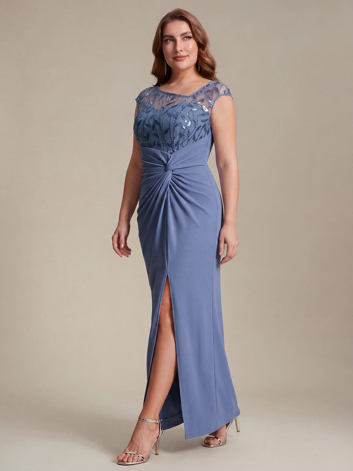 Plus Size Knotted Crepe Wedding Guest Dress