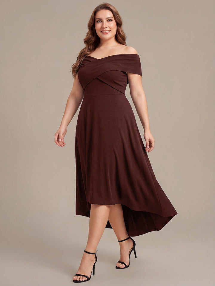 Knit Off-the-shoulder Sleeve A-Line Wedding Guest Dress