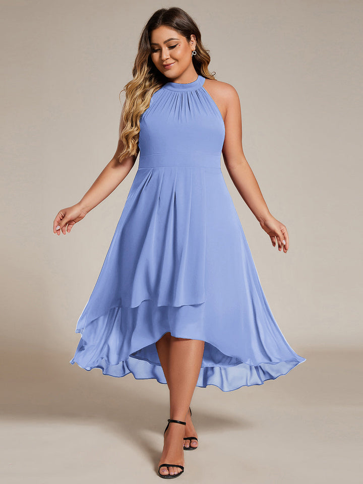 ever POSIE|Gathered Chiffon Sleeveless Wedding Guest Dress