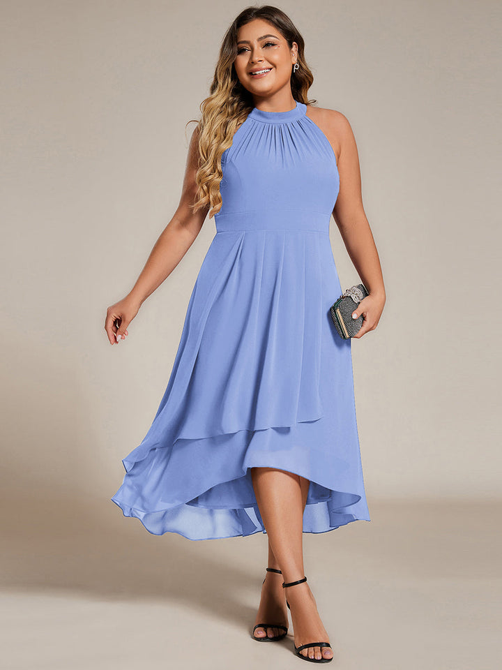 ever POSIE|Gathered Chiffon Sleeveless Wedding Guest Dress
