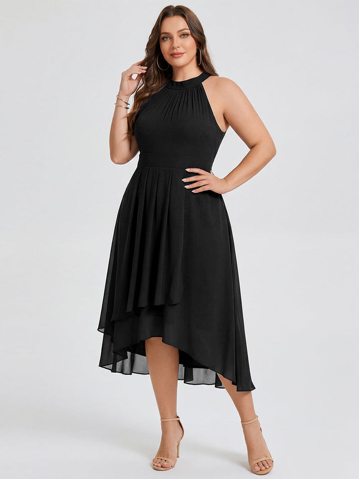 ever POSIE|Gathered Chiffon Sleeveless Wedding Guest Dress