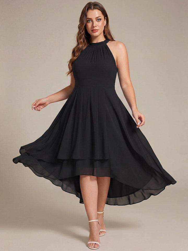 ever POSIE|Gathered Chiffon Sleeveless Wedding Guest Dress