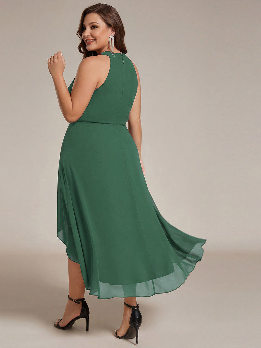 pretty POSIE|Flowy Plus Size Halter Neck Chiffon Midi Wedding Guest Dress