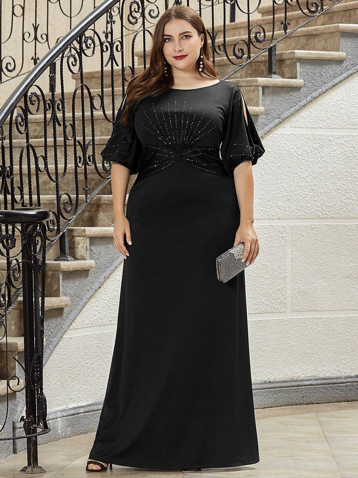 ever VICOTIRE|Trendy Round Neck Bodycon Wedding Guest Dress with Sleeves