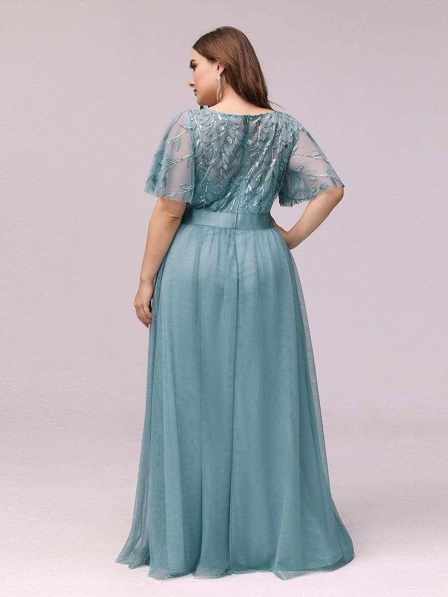 pretty SAPHIR|Plus Size Women's Embroidery Evening Dresses with Short Sleeve