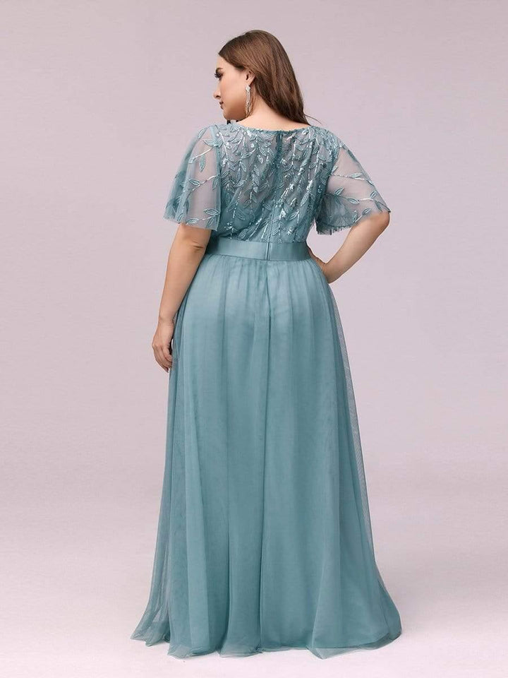 pretty SAPHIR|Plus Size Women's Embroidery Evening Dresses with Short Sleeve