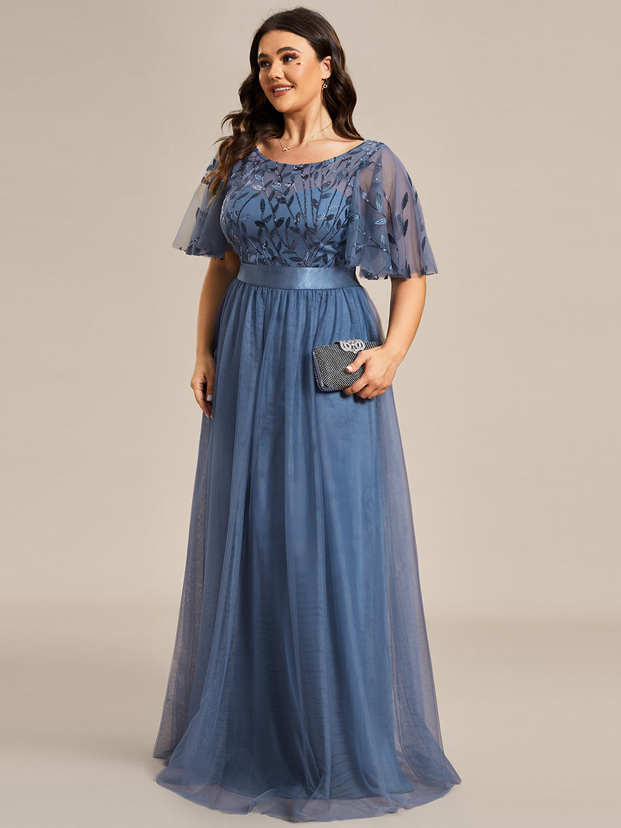pretty SAPHIR|Plus Size Women's Embroidery Evening Dresses with Short Sleeve