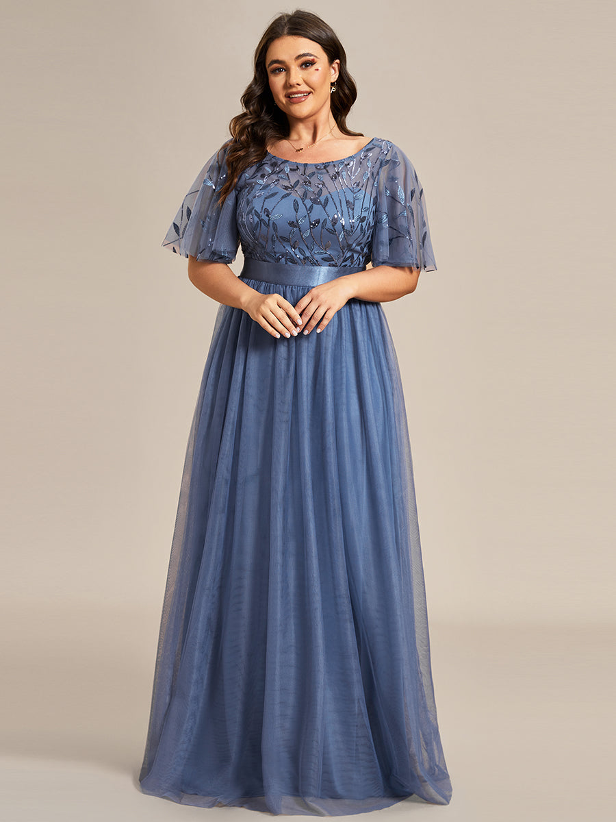 pretty SAPHIR|Plus Size Women's Embroidery Evening Dresses with Short Sleeve