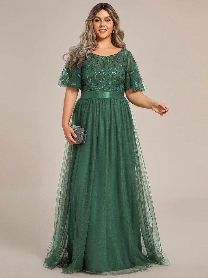pretty SAPHIR|Plus Size Women's Embroidery Evening Dresses with Short Sleeve