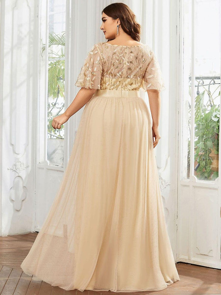 pretty SAPHIR|Plus Size Women's Embroidery Evening Dresses with Short Sleeve