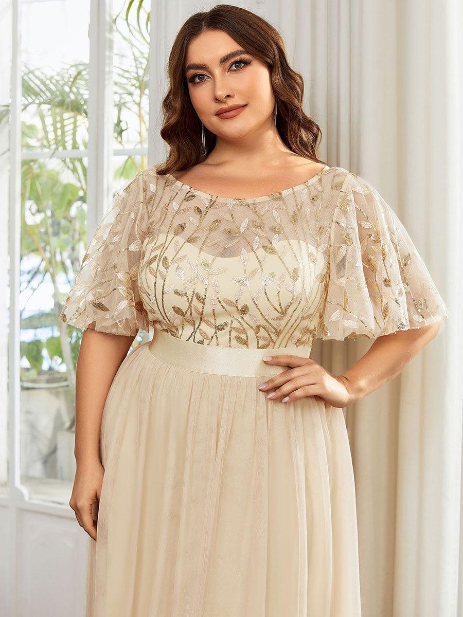 pretty SAPHIR|Plus Size Women's Embroidery Evening Dresses with Short Sleeve