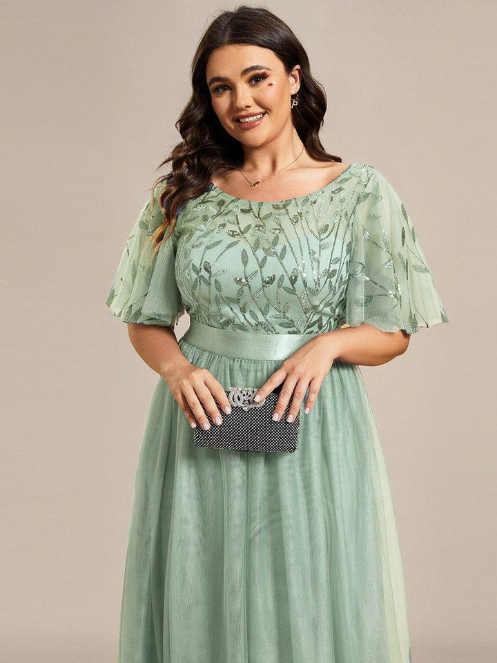 pretty SAPHIR|Plus Size Women's Embroidery Evening Dresses with Short Sleeve