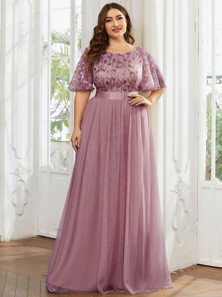 pretty SAPHIR|Plus Size Women's Embroidery Evening Dresses with Short Sleeve