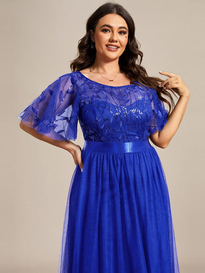 pretty SAPHIR|Plus Size Women's Embroidery Evening Dresses with Short Sleeve