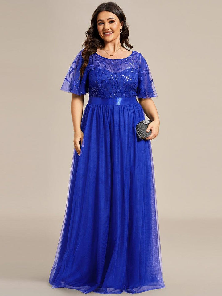 pretty SAPHIR|Plus Size Women's Embroidery Evening Dresses with Short Sleeve