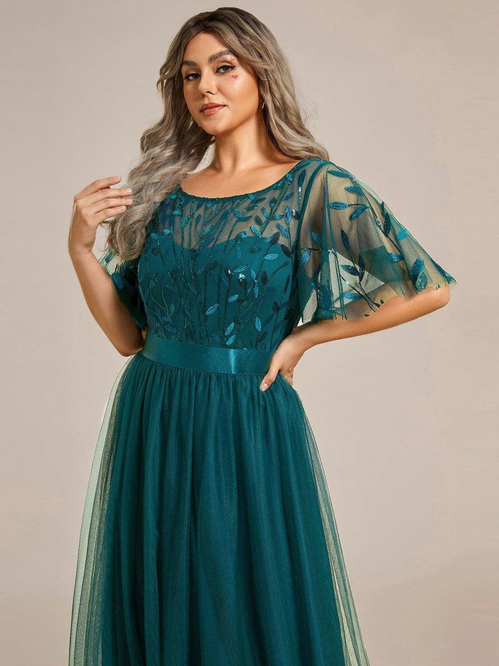 pretty SAPHIR|Plus Size Women's Embroidery Evening Dresses with Short Sleeve
