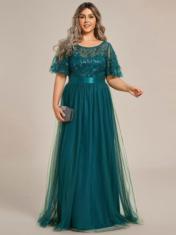 pretty SAPHIR|Plus Size Women's Embroidery Evening Dresses with Short Sleeve