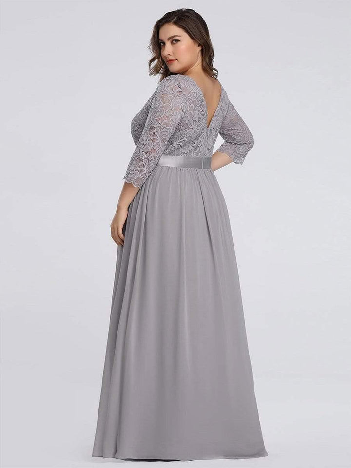 pretty FAUN|Simple Plus Size Lace Evening Dress with Half Sleeves