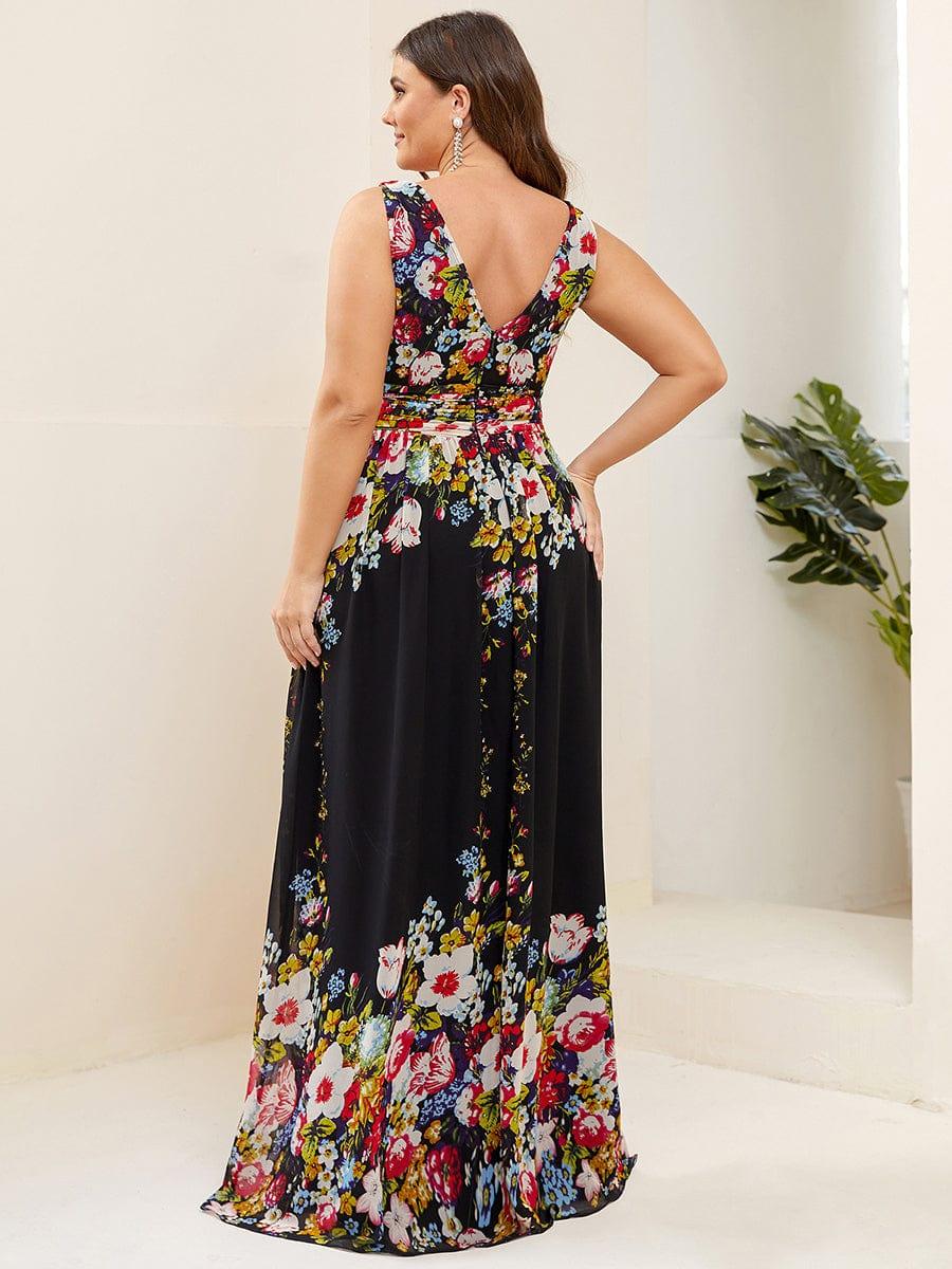 pretty HUSH|Plus Size Sleeveless V-Neck Chiffon Semi Bridesmaid Dress