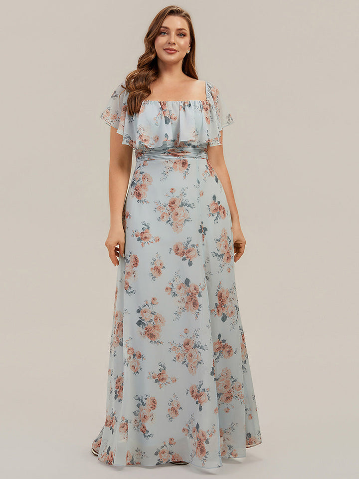 ever ÉMILE|Plus Size Off the Shoulder Formal Bridesmaid Dress with Thigh Split