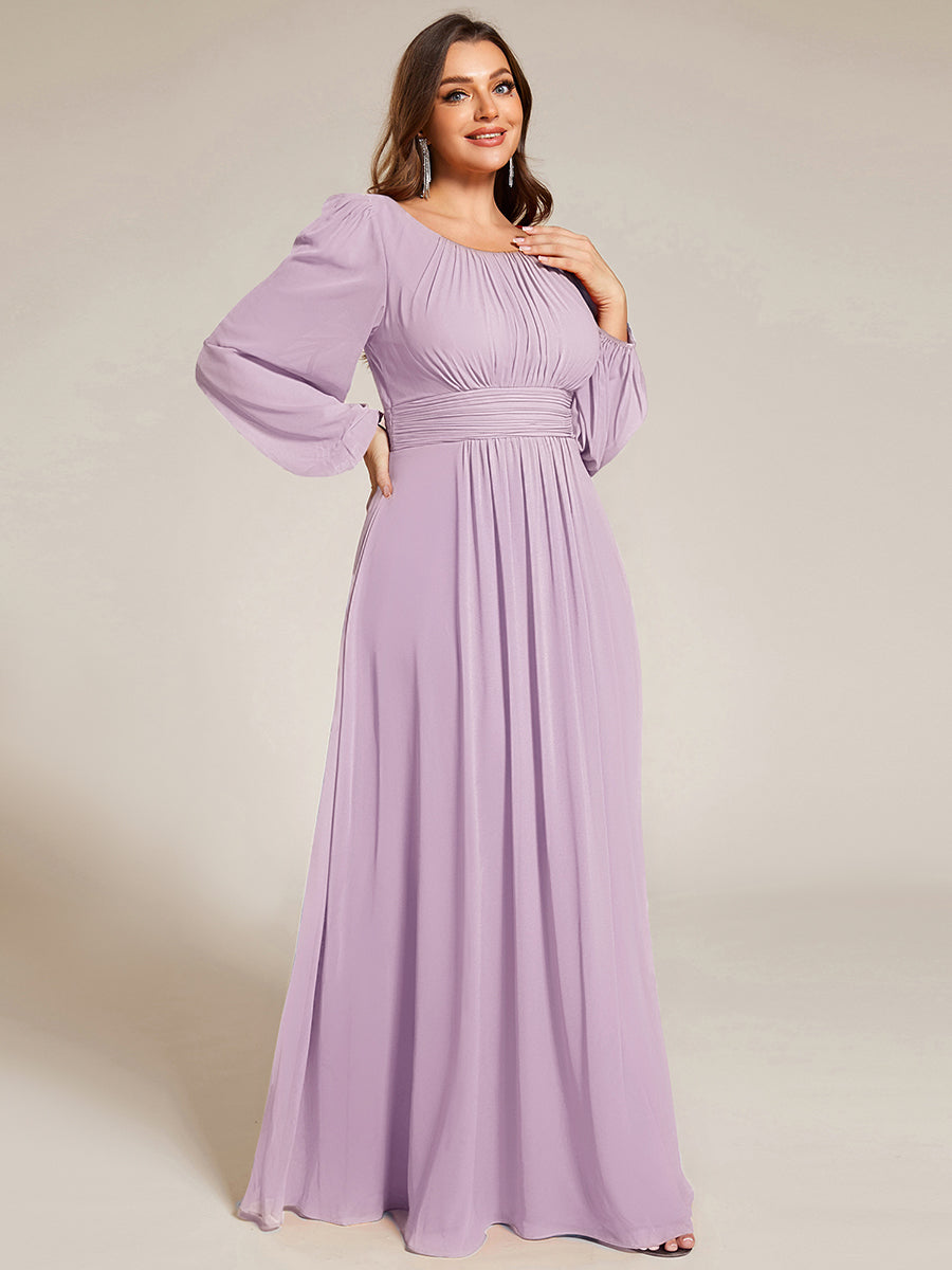 pretty CELESTE|Plus Size See-Through Puff Sleeve Chiffon Mother Dress