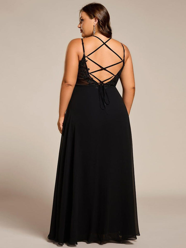 pretty RUBY|Plus Size Convertible Lace-Up Chiffon Bridesmaid Dress